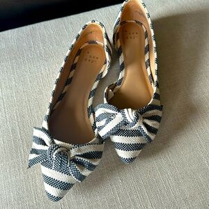 NEW Navy and Cream Striped Bow D’Orsay Flats
